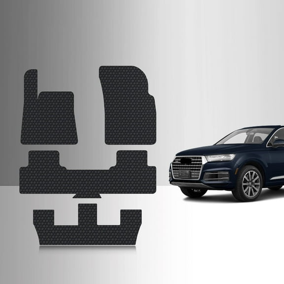 ToughPRO Front + 3rd Row Mats Compatible with Audi Q7 2019 - All Weather Heavy Duty (Made in USA) Black Rubber