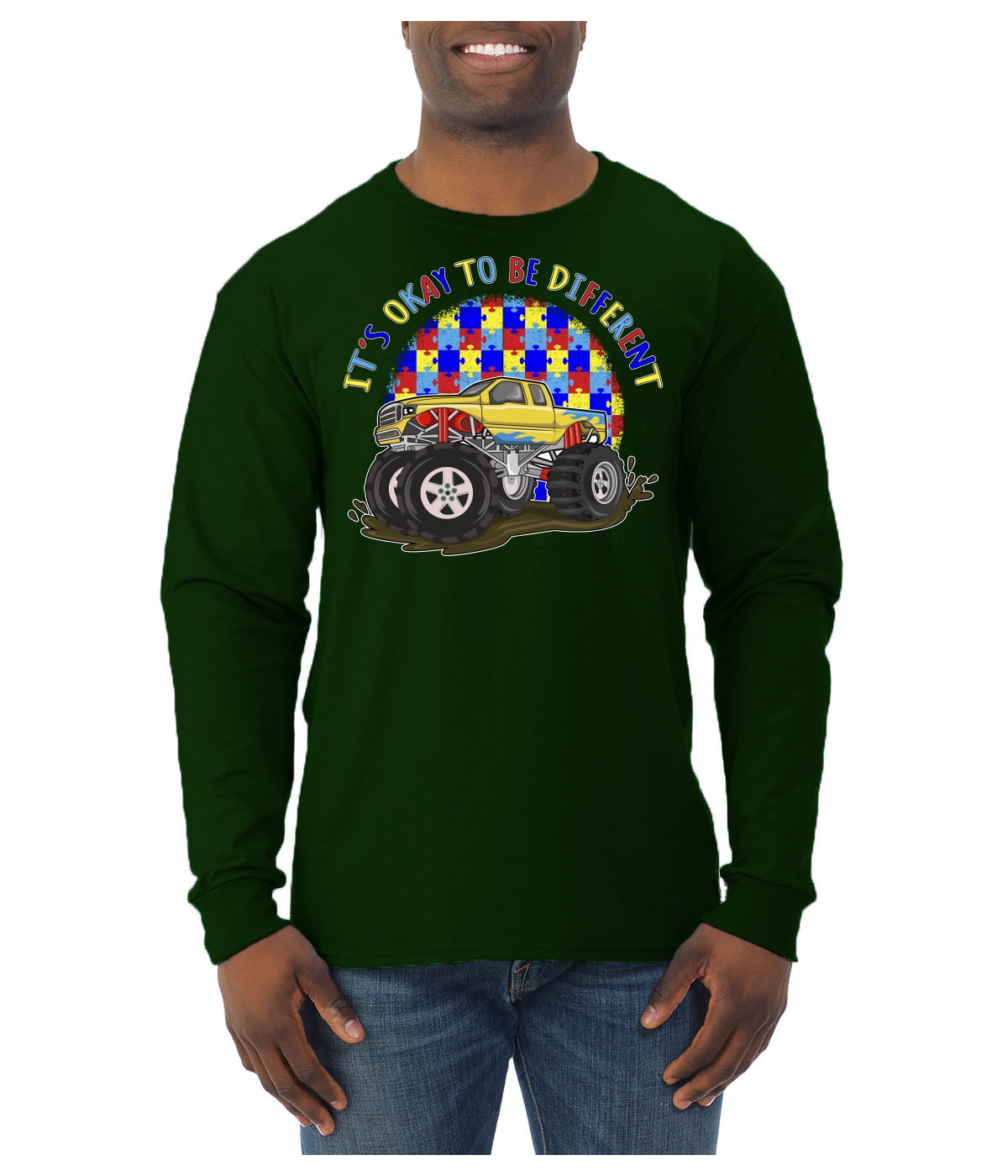 Wild Bobby Its Okay to Be Different | Truck Autism Awareness Men Long Sleeve Shirt