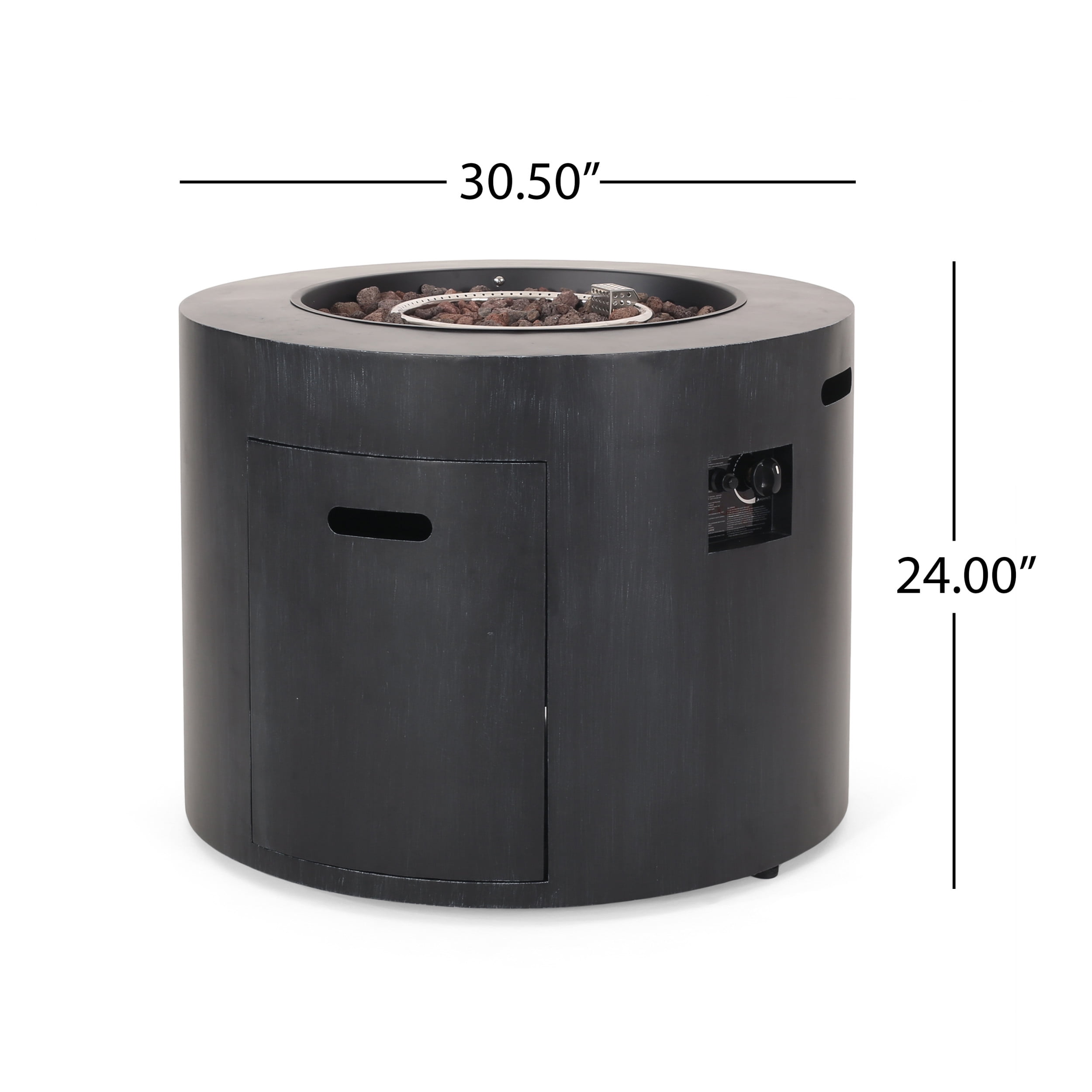 Reign Metal Outdoor 40,000 BTU Circular Fire Pit, Brushed Black