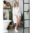 thumbnail image 2 of Lotus Linen Knee-Length Waffle Robe Women - Lightweight Short Spa Bathrobe, White XXL, 2 of 6
