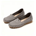 thumbnail image 5 of Women's Orthopedic Leather Loafers Comfortable Lightweight Slip-On Flats Casual Comfort Walking Shoes Moccasins Driving Walking Shoes Gray 7, 5 of 6