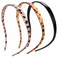 thumbnail image 1 of KOVOLITU Paquete de 3 diademas diseñadas para gafas, diademas flexibles sin presión para mujeres, patrón de leopardo, cómodas diademas de plástico con dientes, negro, gris y marrón, 1 of 5