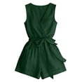 thumbnail image 7 of Npasoilc Imitation Linen Short Jumpsuits with Waistband for Women Crew Neck Sleeveless Solid Summer Romper, 7 of 7