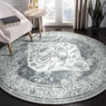 thumbnail image 1 of HAHDAXIA Boho 5Ft Round Rug - Machine Washable Round Bedroom Carpet Grey Non-Slip Throw Circle Rugs for Living Room Ultra-Thin Large Round Rug, Oriental Distressed Print Circular Rug for Dini, 1 of 7