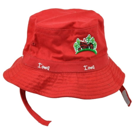 Rei Sun Hat - Iowa Gem State Red Toddler Sun Bucket Crusher Hat USA America Tractor Chin Strap