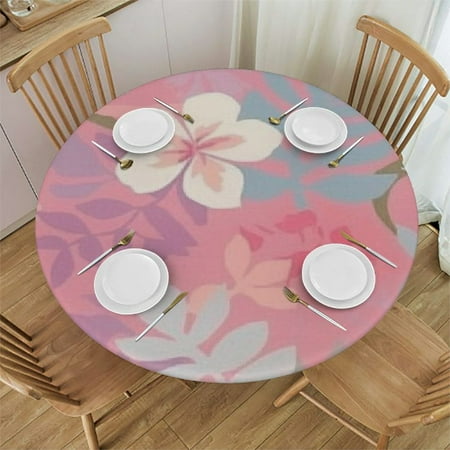 

Sheronv Flowers Round Tablecloth Stain-Resistant Washable Polyester Table Cloth with Elastic Edge for Indoor Outdoor Restaurants Weddings Parties 100% Polyester Fiber 54 -58