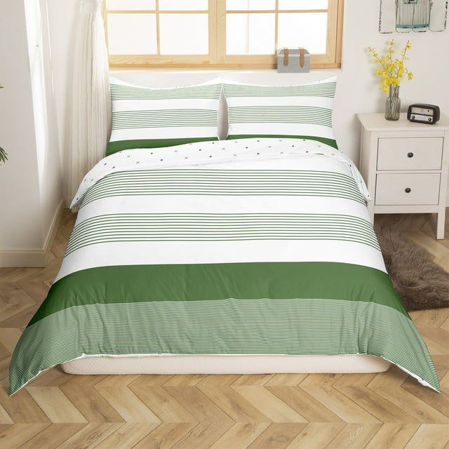 Erosebridal Housse de Couette Chic Minimaliste Grand, Rayures Géométriques Housse de Couette Grand, Adolescents Adultes, Réversible 3 Pcs (Sans Couette)
