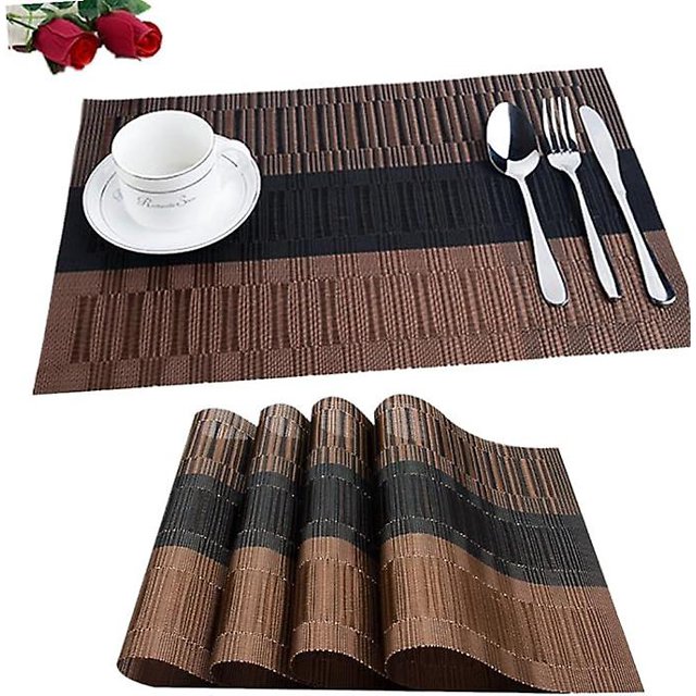 6 manteles individuales de PVC antideslizantes (negro y marrón), manteles individuales lavables (45 x 30 cm) para cocina, sala de estar, jardín o comedor