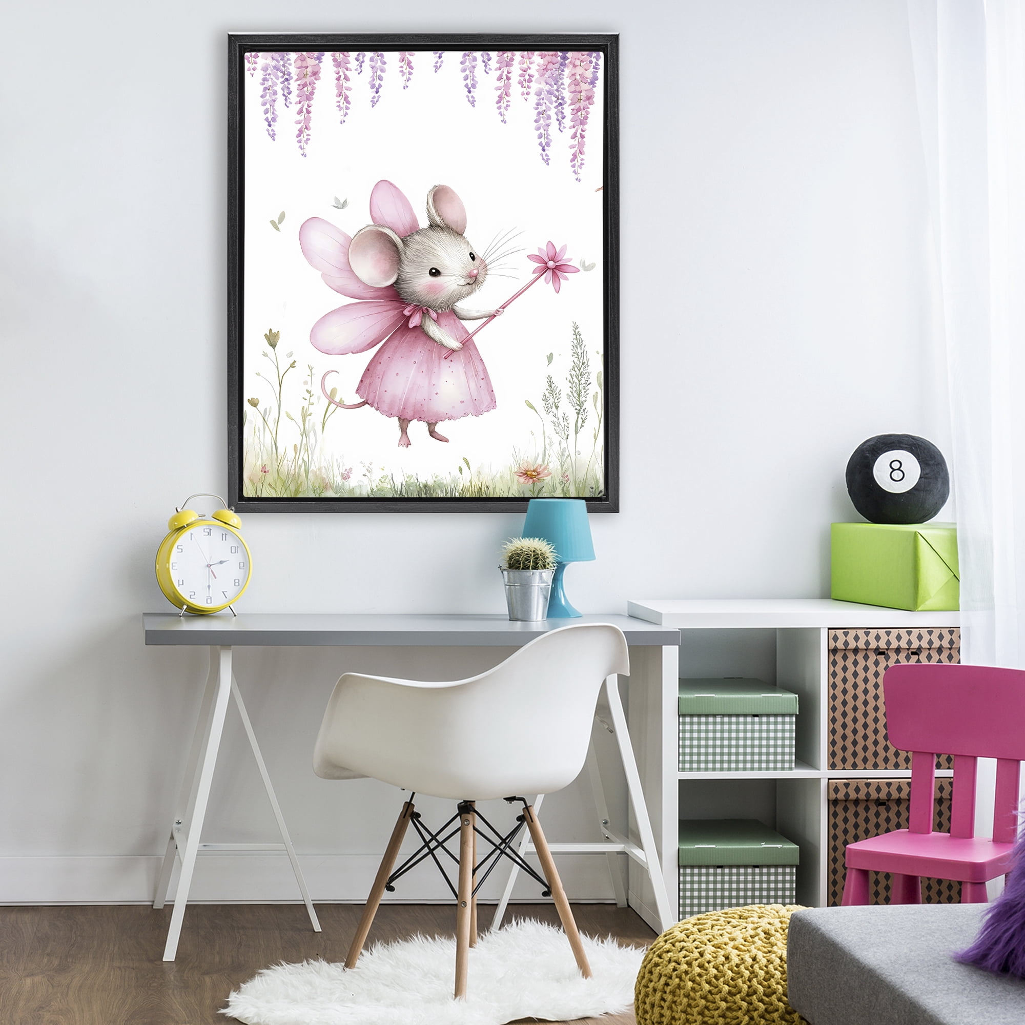 Stupell Industries Woodland Mouse Forest Fairy Black Framed Floater Canvas Wall Art, design by LSR Design Studio