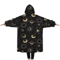 thumbnail image 2 of Oversized Wearable Blanket Hoodie,Black Gold Sun Moon Pattern Sherpa Blanket Hoodie with Super Pockets,Super Warm Fuzzy Pullover for Women & Men, 2 of 6