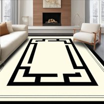 Flatwoven High Traffic Area Rug, Sophisticated Classic Greek Key Motif, Non Slip, Stain Resistant, Washable Area Rugs for Living Room, Bedroom(Beige, 4X6)