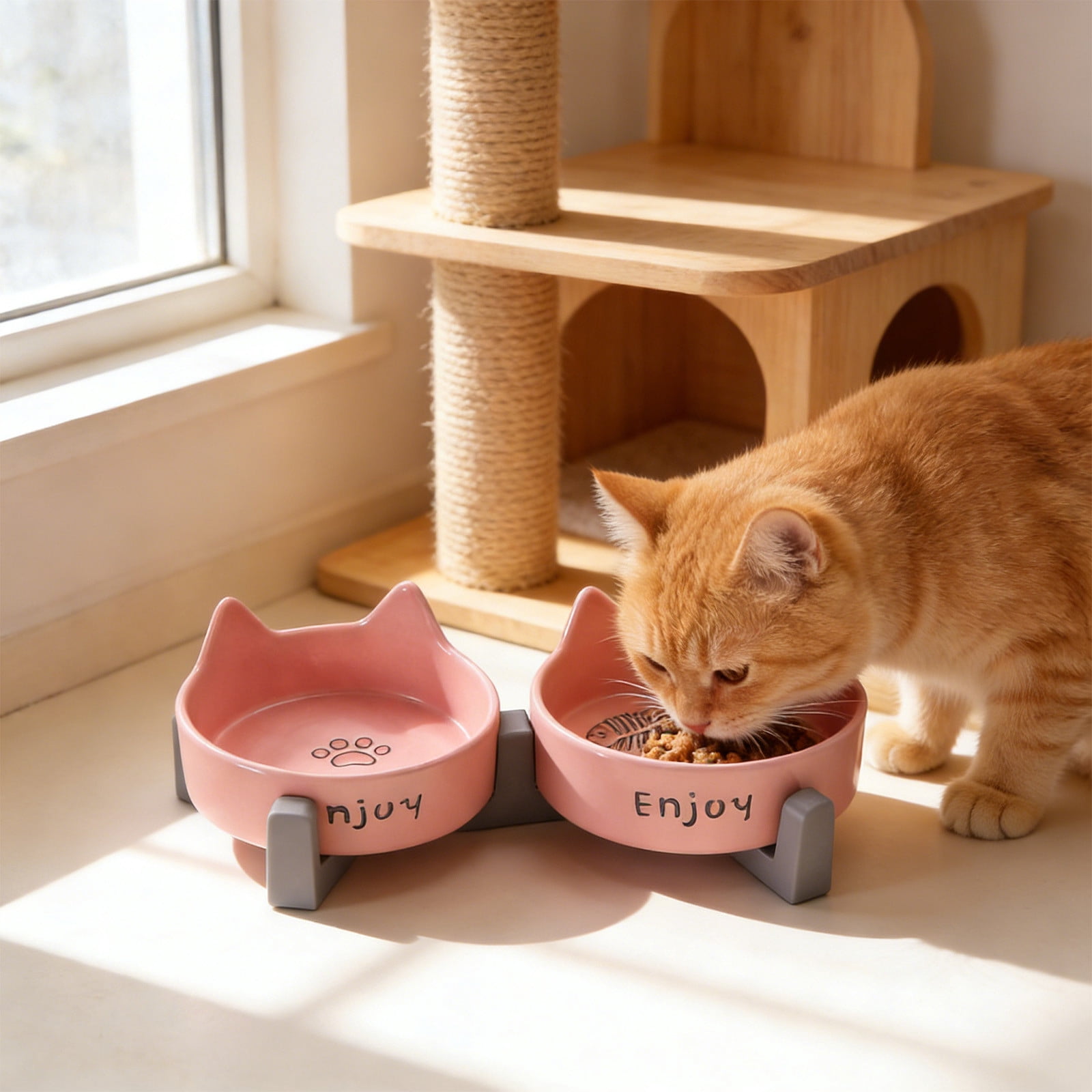 Viflosae Dog Bowl Dog Water Bowl Double Bowl Shaped Ceramic Cats Dog Bowl Cats Food Bowl Water Bowl Tall Bowl To Protects The Cervical Spine Pet Food Bowl Canned Food And Treat Dishs
