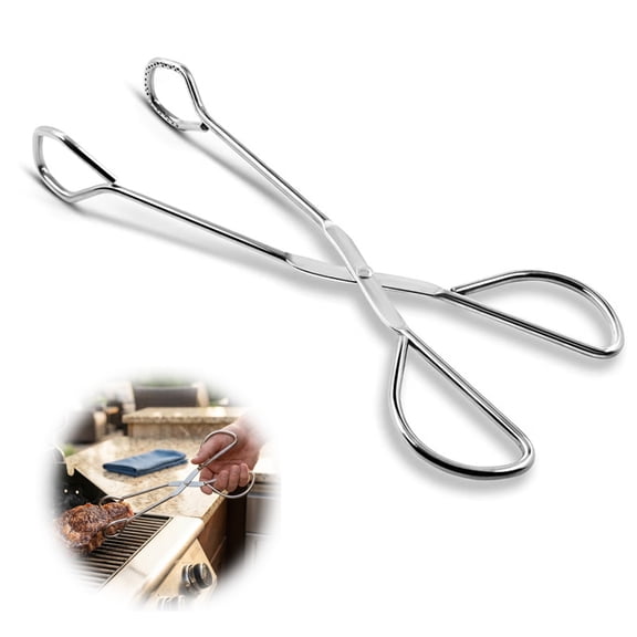 9-Inch Heavy Duty Stainless Steel Kitchen Tongs - Comfortable Ergonomic Grip, Scissor Design, Heat Resistant for BBQ and Cooking