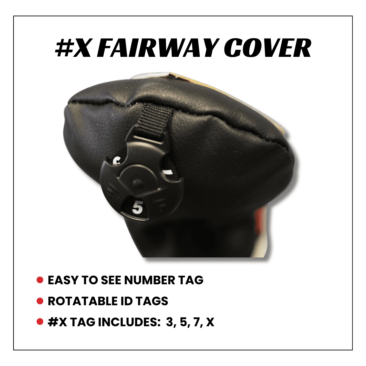 Majek Retro Golf Headcovers White Red and Black Vintage Leather Style 1 3 5 X Driver Fairway and Hybrid Head Covers Fits 460cc Drivers Classic Look