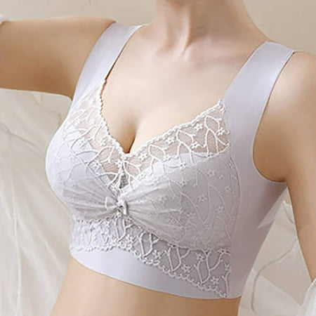 Wireless Bras for Women  Women s French Lace Seamless Backless Camisole Strapless Bra With Gathered Fixed Cup And No Steel Ring Style Bra(Purple L)