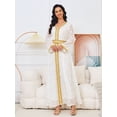 thumbnail image 1 of Longue robe Dorée de Style Moyen-Orient Musulman Jupe Élégante (Blanc, P), 1 of 5