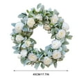 thumbnail image 5 of 17inch White Rose Lambs Ear Wreath,Wreaths for Front Door Hanging Wreath Home Porch Farmhouse Wall Window Patio Garden Decoration, 5 of 7