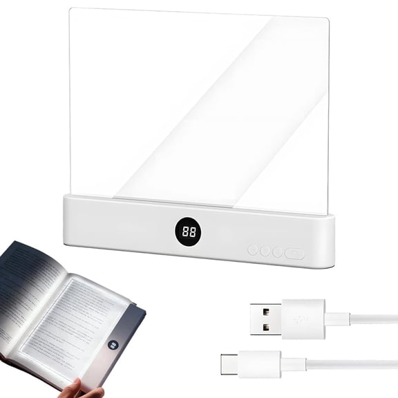 Smart LED Reading Light, Rechargeable Clear LED Flat Reading Light with 3 Colors & Timer, Doodleable Study Lamp (White)