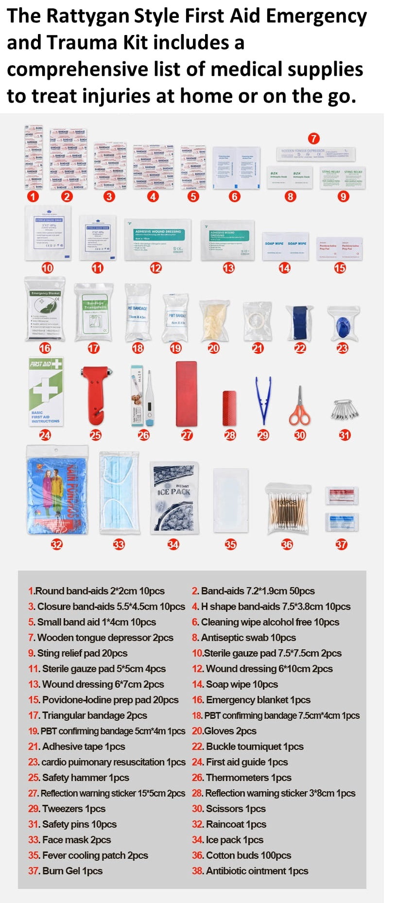 Rattygan Style 309 Pieces First Aid Emergency and Trauma Kit - Comprehensive 309 Pieces