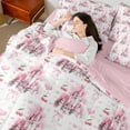 thumbnail image 4 of Erosebridal Princess Castle Bed in a Bag Queen Size,Cute Cherry Heart Bed Set,Pink Bowknot Bedding Queen Size,Super Cozy Room Decoration Reversible,7pcs, 4 of 6