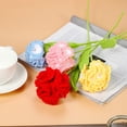 thumbnail image 3 of Uxcell Crochet Flowers Handmade Knitted Carnation Artificial Flowers with Stem, White Red, 3 of 6