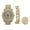 Gold, variant on Bling-ed Out Round Luxury Mens Watch w/Bling-ed Out Cuban Bracelet and Iced King Ring Set - L0504 BR 3pc Set (9,Red-Silver)