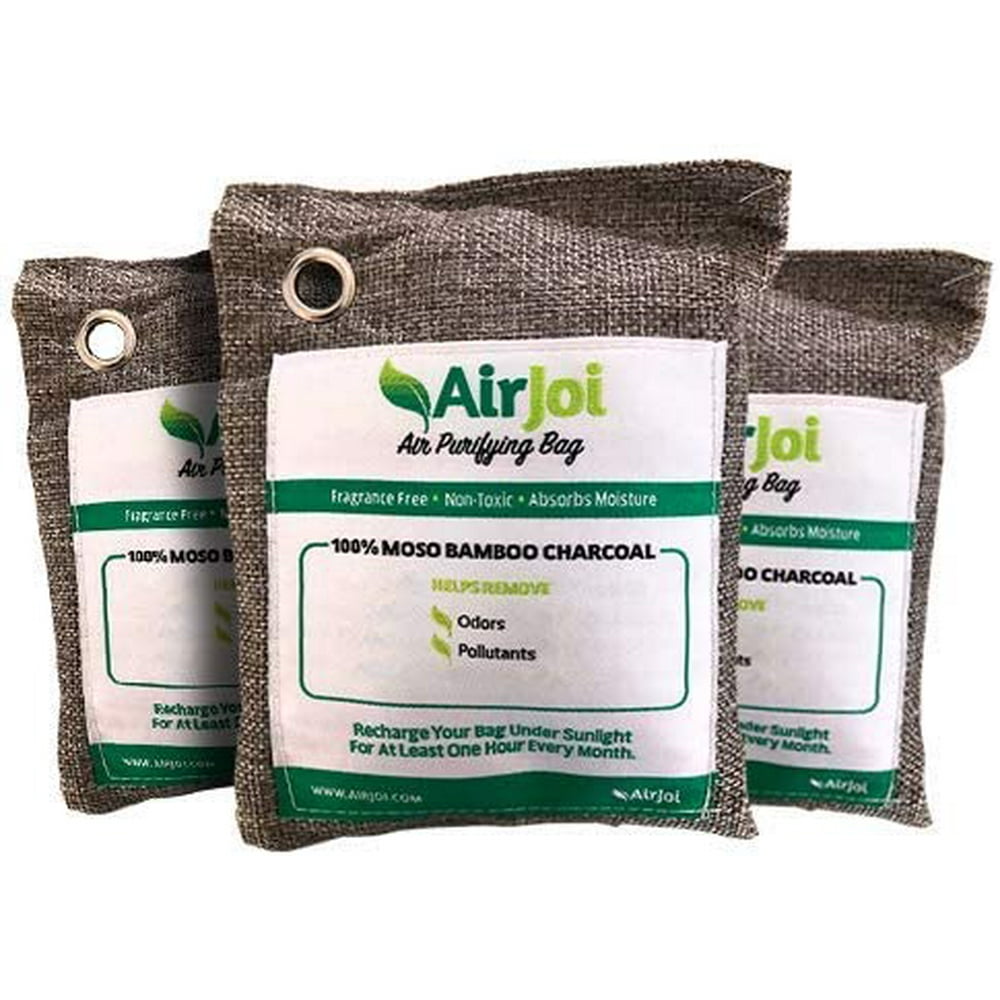 (3Pack) AIRJOI Bamboo Charcoal Air Purifying Bag, Activated Charcoal