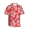 thumbnail image 2 of Easygdp Red Hibiscus Flower Men's Hawaiian Shirts Print Lapel Short Sleeve for Beach, vacation, party, casual occasions - Large, 2 of 9