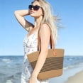 thumbnail image 7 of Pleneal Straw Bag For Women, Summer Straw Beach Handbags Large Shoulder Purses Woven Tote Bag,Black Stripes, 7 of 7