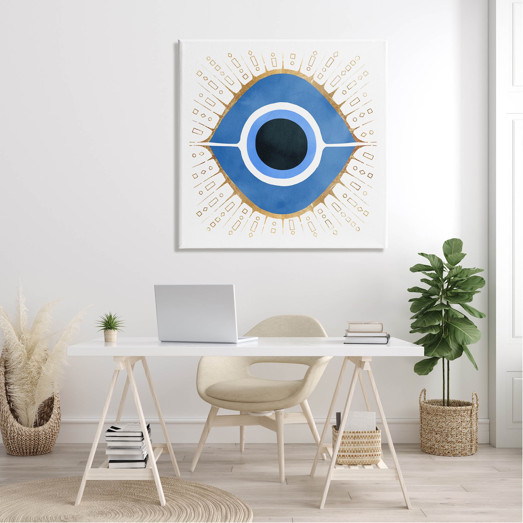 Stupell Industries Abstract Blue Evil Eye Symbol Graphic Art Gallery Wrapped Canvas Print Wall Art, Design by Ziwei Li