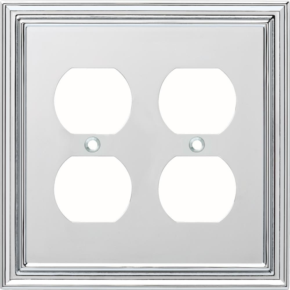 Liberty Silverton Decorative Double Duplex Outlet Cover, Chrome