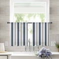 thumbnail image 3 of Navy Blue Beige Sheer Curtains 45 Inch Length 2 Panels Set, Semi Transparent Voile Rod Pocket Curtains for Living Dining Room Bedroom Drapes Retro Simple Abstract Vertical Stripes, 3 of 8
