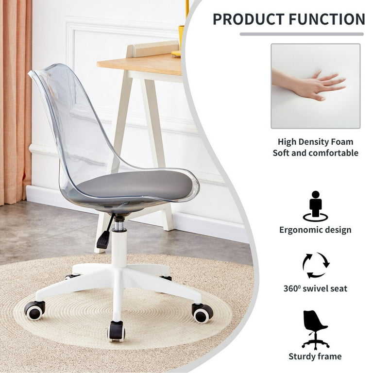 Acrylic Clear Desk Chair, Armless Height Adjustable Swivel Ghost