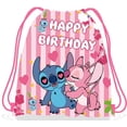 thumbnail image 5 of 5/30 piezas Disney Pink Lilo Stitch Theme Bolsa de cordón no tejida con tema Lilo & Stitch Bolsa de regalo para fiesta de cumpleaños para niño y niña Suministros para baby shower, 5 of 5