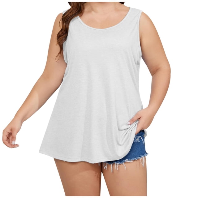 Timegard Débardeurs Grande Taille pour Femmes Col Rond Ample Confortable Décontracté Sans Manches Top Camis Basique Tee Blouse