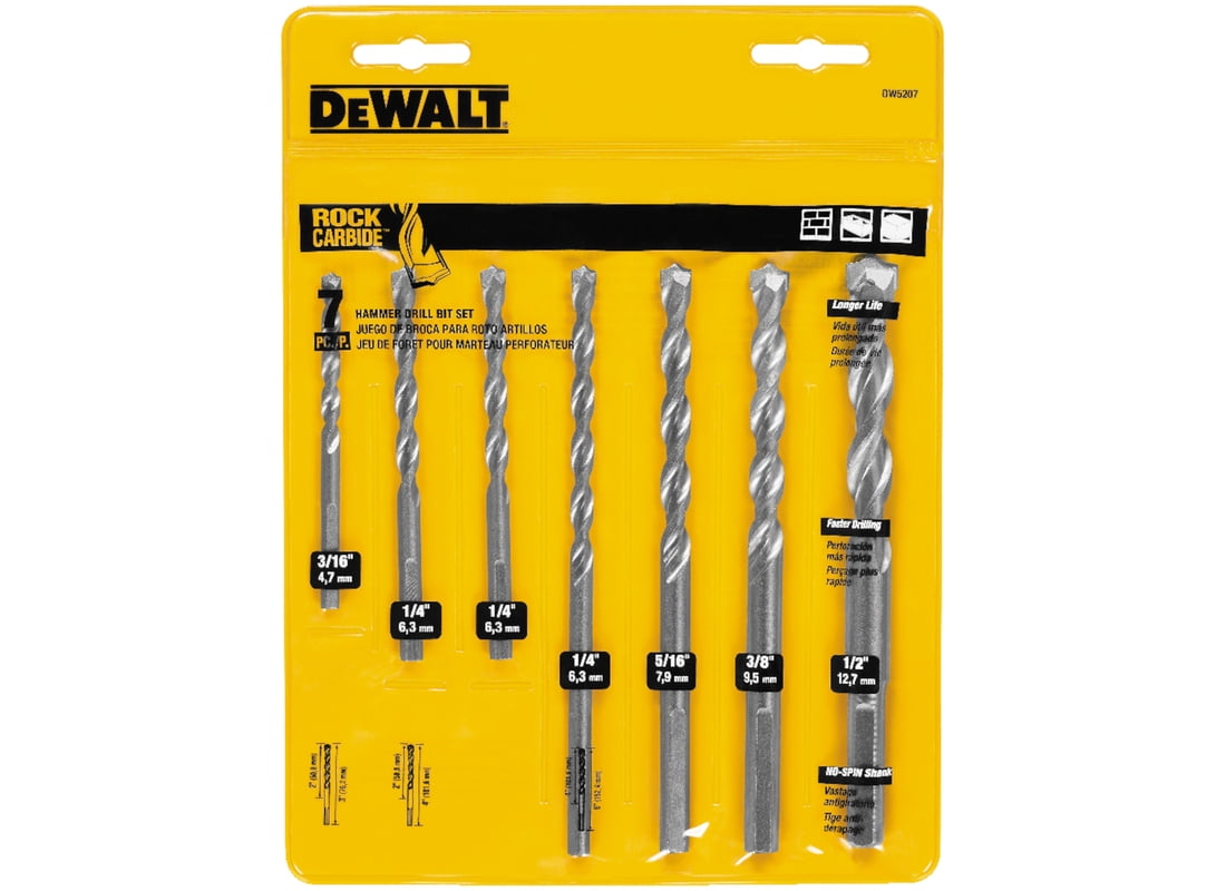 DEWALT DW5207 - 7-Piece Premium Percussion Masonry Drill Bit Set