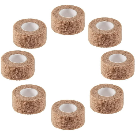 Self Adhesive Elastic Bandage Wrap - Pack of 8 Rolls 1" x 5 Yards Stretch Self-Adherent Cohesive Wrap Bandages First Aid Tape for Athletic, Sports, Wrist, Ankle (Beign Colors)