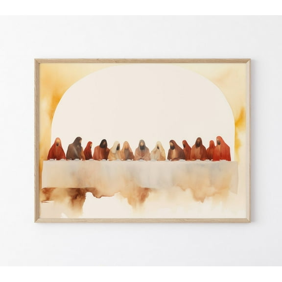 The Last Supper Watercolour Painting, Fall Decor, Sketches, Jesus Art, Bible Wall Art, Bible Verse Print, Christian Faith, Tls9 Wall Art, Modern Wall Decor, 8x12 UNFRAMED