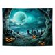 thumbnail image 1 of Tela de poliéster impermeable de luna llena de bruja voladora de Halloween (1 unidad), 1 of 2