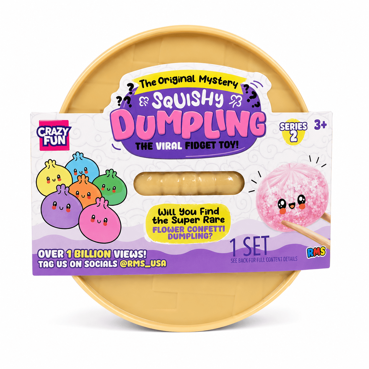 Crazy Fun Original Mystery Squishy Dumpling Series 2 Collectible Squeeze Toy, Sensory Fidget Toy, 1 Set