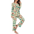 thumbnail image 2 of Puntoco Conjuntos de pijama cómodos para mujer Conjunto de pijama informal con cuello en V y pantalones largos con estampado navideño para mujer, 2 of 5