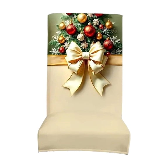 Cheapark Christmas Bow-Themed Stool Cover - Washable Elastic Full-Pack Protective Cover Detachable Decor For Festive Holiday Home Settings