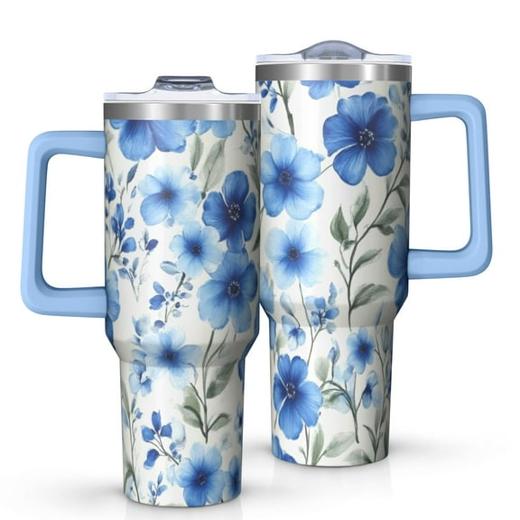 OBREWU Pioneer Flower Tumbler with Handle and Lid,Pioneer Flower 40oz Double Wall Vacuum Insulated Tumbler,Cups Gift for Women and Men
