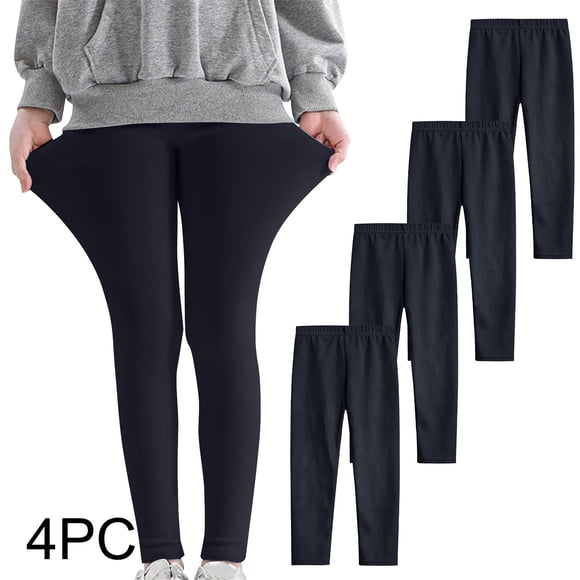 Odeerbi 3-12 Años Niñas 4 Pcs Leggings Mallas Elásticas Lycra Pantalones de Cómodo Suavidad Transpirable Pantimedias