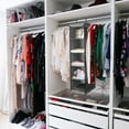 thumbnail image 6 of Hanging Shoe Shelves, 5 Shelf Cloth Closet, Clothing Storage Organizers w/ 6 Side Mesh Pockets, Portable Suspended Hanger Holder, Wall/Over the Door Foldable Design for Wardrobe Bed Bathroom, Brown, 6 of 7