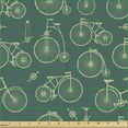 thumbnail image 2 of Ambesonne Vintage Fabric by the Yard Upholstery, Various Kind Bicycles Image, 2 Yards, Pale Khaki and Grey Teal, 2 of 5