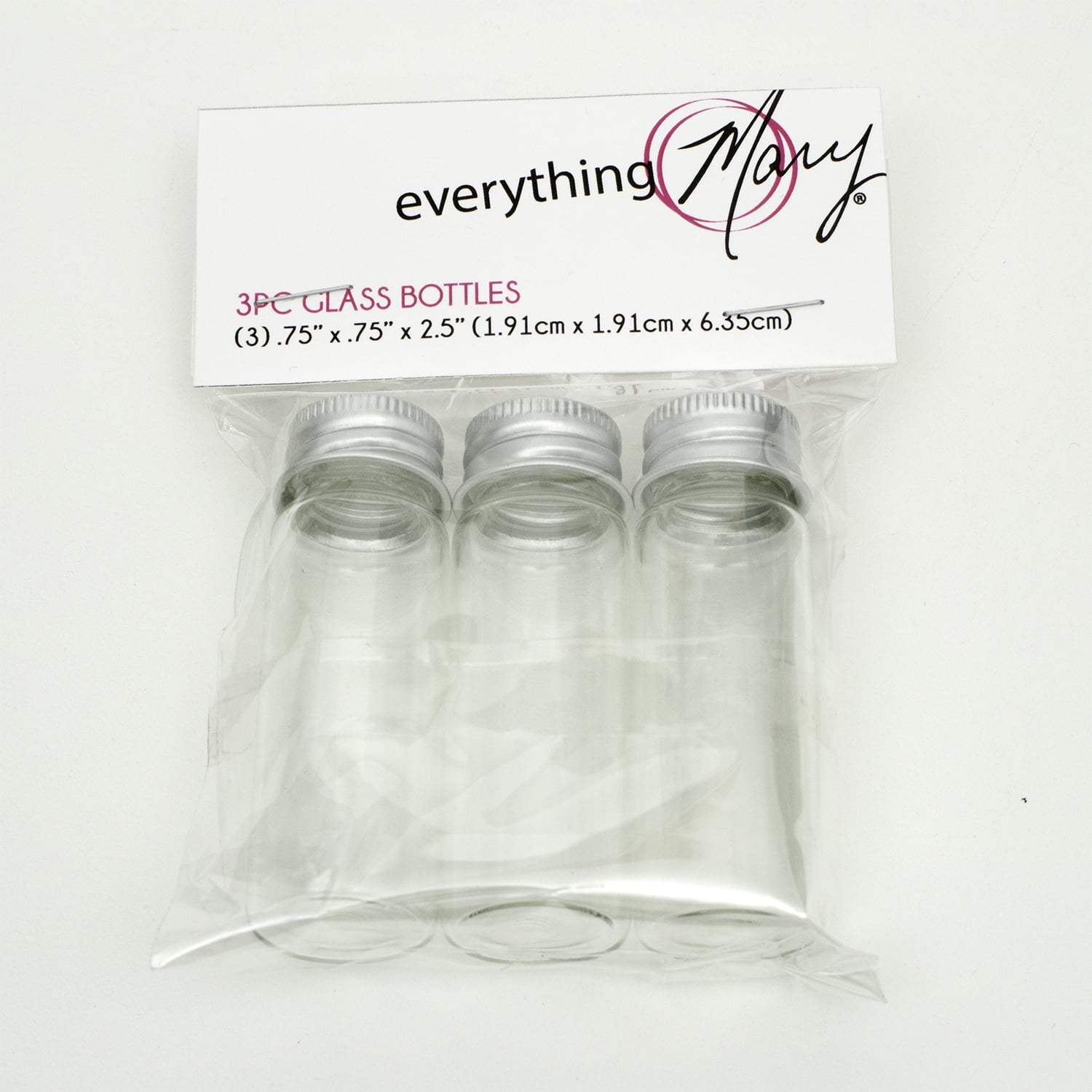 Everything Mary 3 Piece Glass Containers for Beads, Clear, (Single)