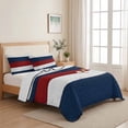 thumbnail image 5 of Queen Quilt Set 90''x96'', Red Navy Blue Stripe Lightweight Bedspread Coverlet Set with 2 Pillow Shams, Retro Farmhouse Striped Vintage Breathable All Season Quilt Bedding for Bedroom/Guest Room, 5 of 9
