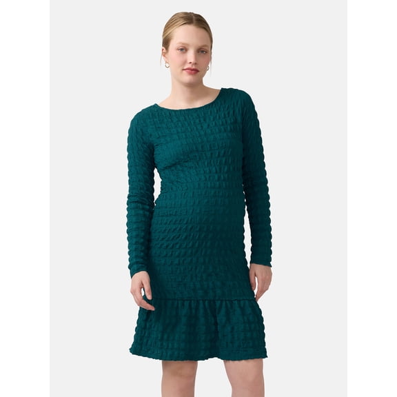 Ingrid & Isabel For Every Belly Women’s Maternity Smocked Midi Dress with Long Sleeves, Sizes S-XXL