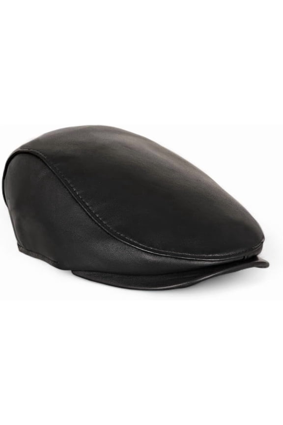 METELLINO Leather Flat Cap for Men Black - Rain-Resistant, Style Newsboy Hat, Wear in Winter, Spring, and Fall